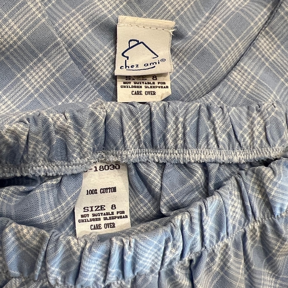 Chez Ami by Patsy Aiken Girls Blue Plaid Butterfly 2PC Set Sz 8 NWT USA - Picture 7 of 12